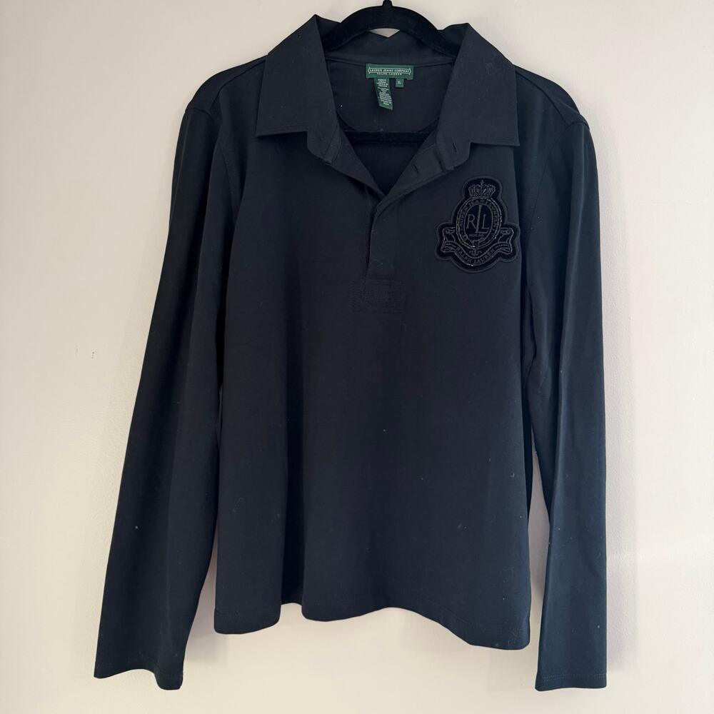 Vintage Ralph Lauren Jeans Co Women's Rugby Style RL Crest Top Cotton Size XL